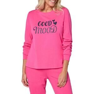 AnyBody Women's Cozy Knit Message Top Hot Pink - Regular